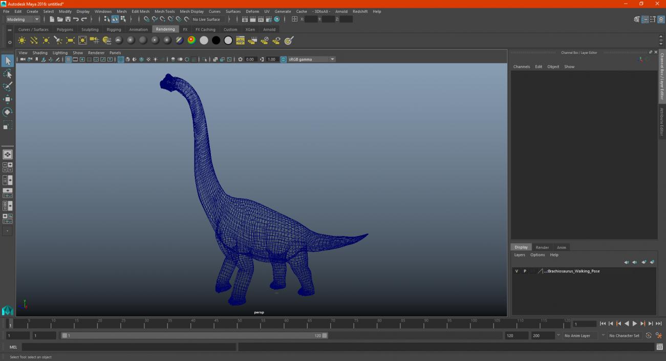 3D Brachiosaurus Walking Pose