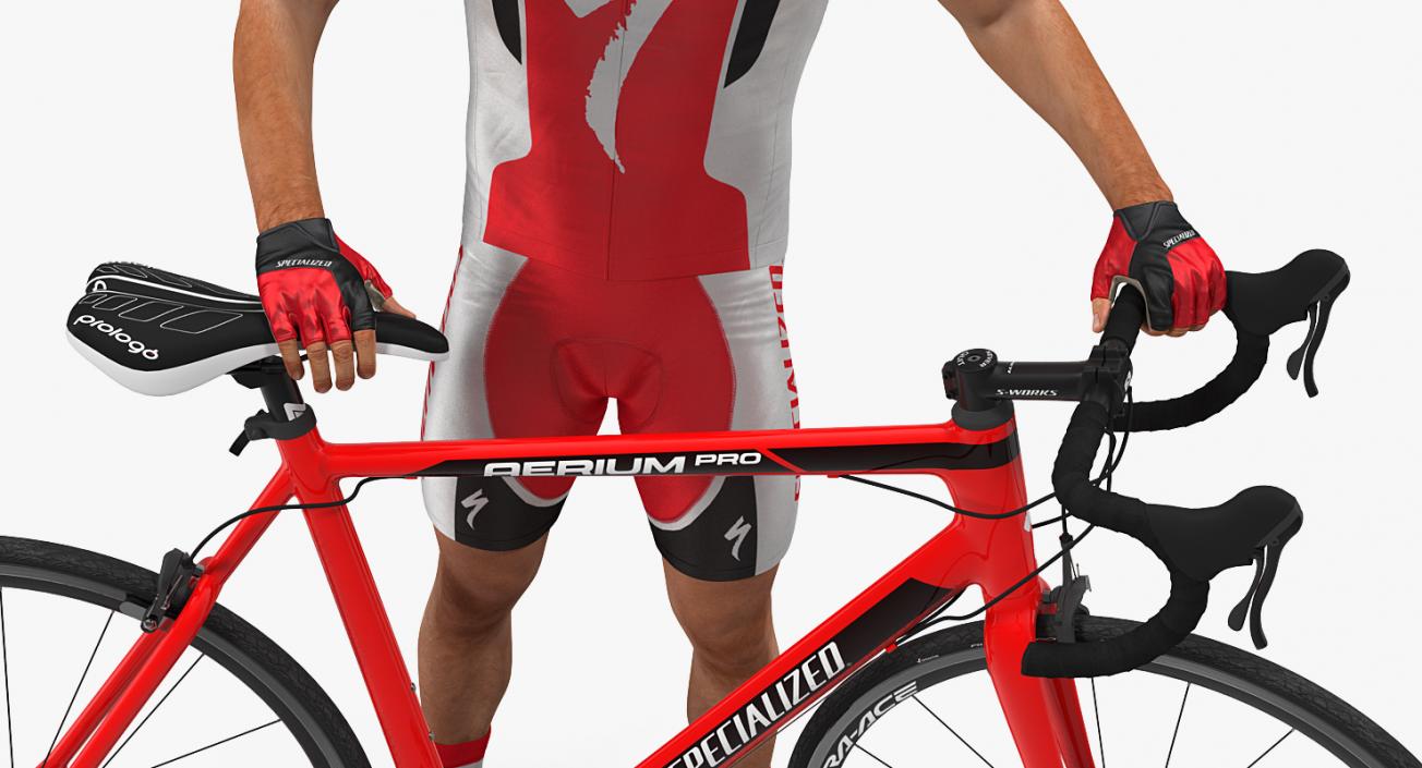 3D Bicyclist in Red Suit with Bike