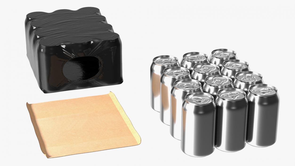 Aluminium Can 330ml 12 Pcs Pack Black 3D