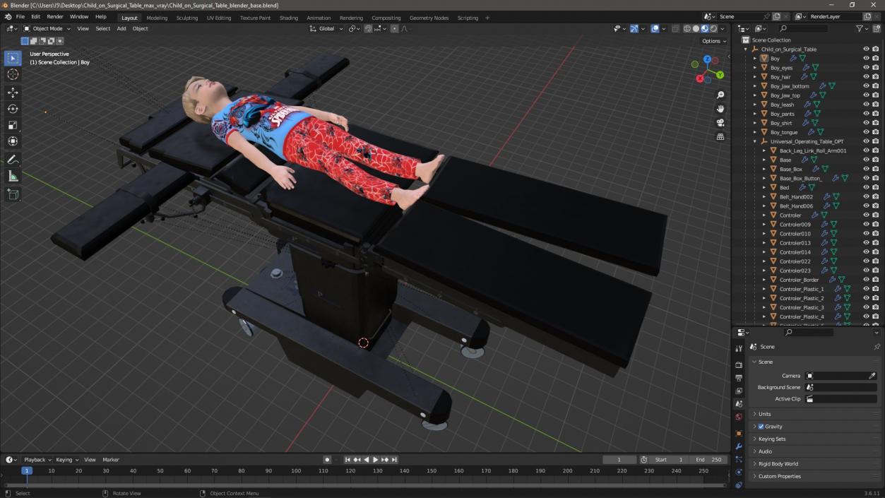 3D Child on Surgical Table model