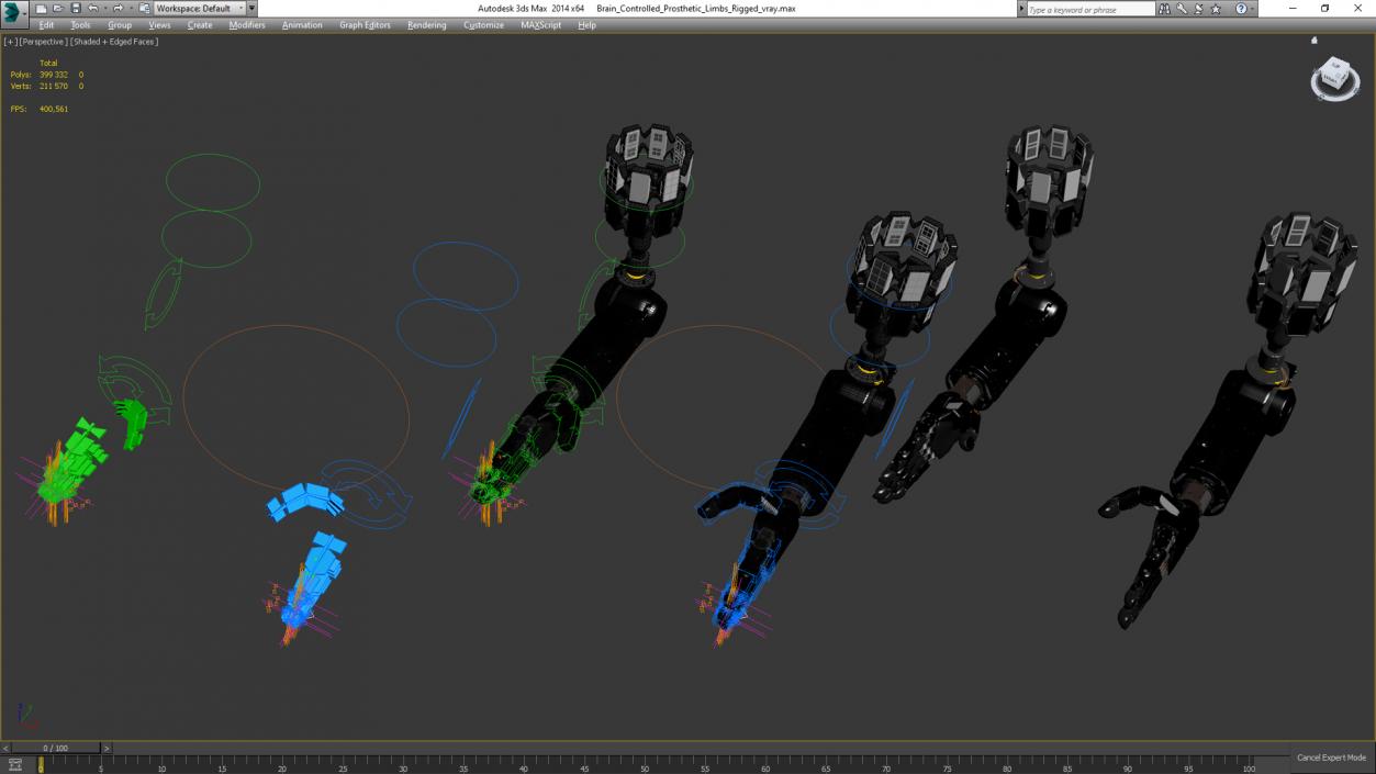 3D model Brain Controlled Prosthetic Limbs Rigged