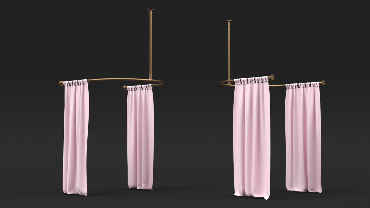 3D model Pink Fitting Room Curtain Open