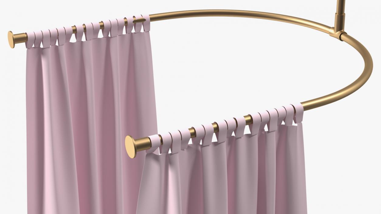 3D model Pink Fitting Room Curtain Open