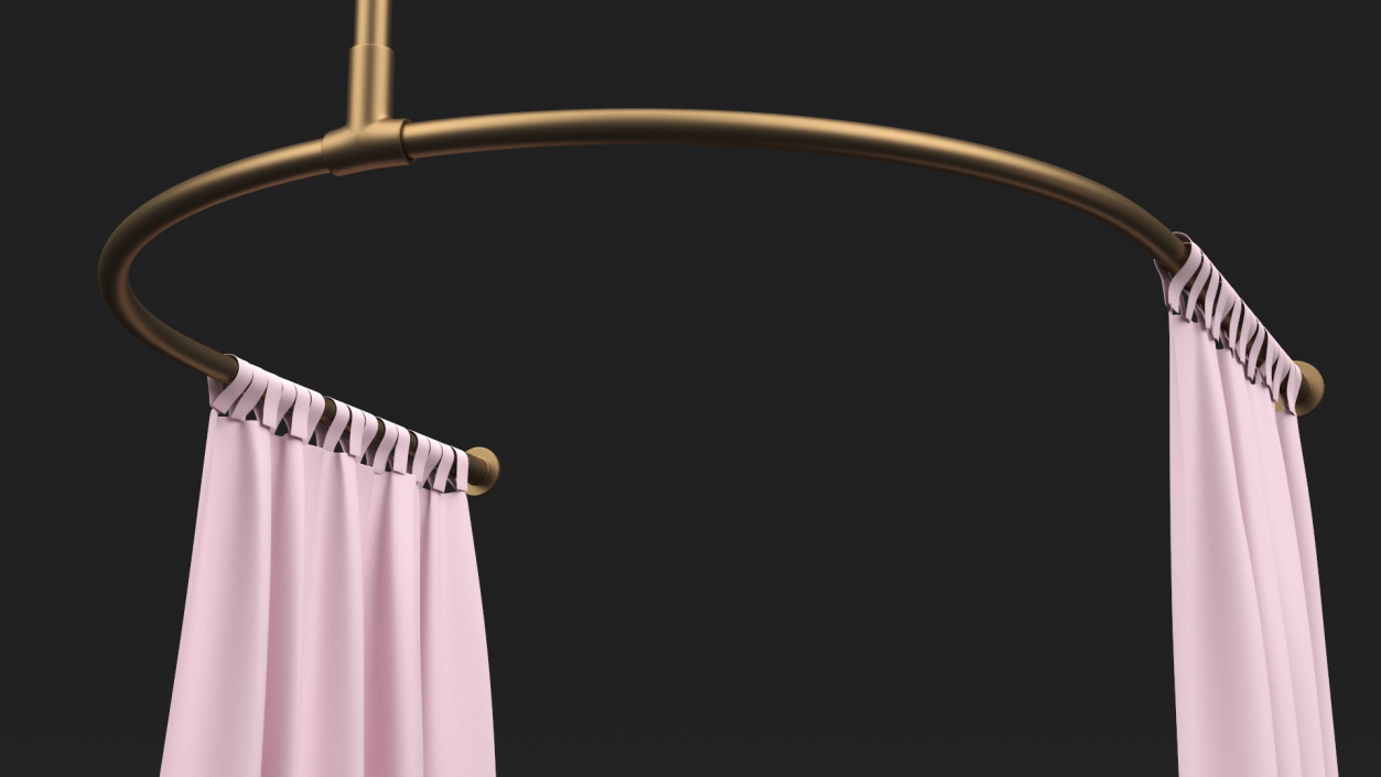 3D model Pink Fitting Room Curtain Open