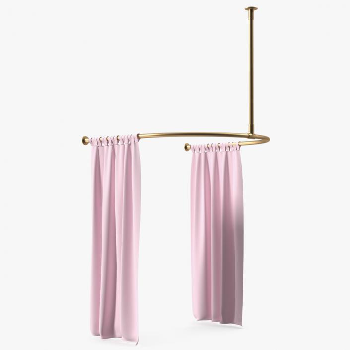 3D model Pink Fitting Room Curtain Open