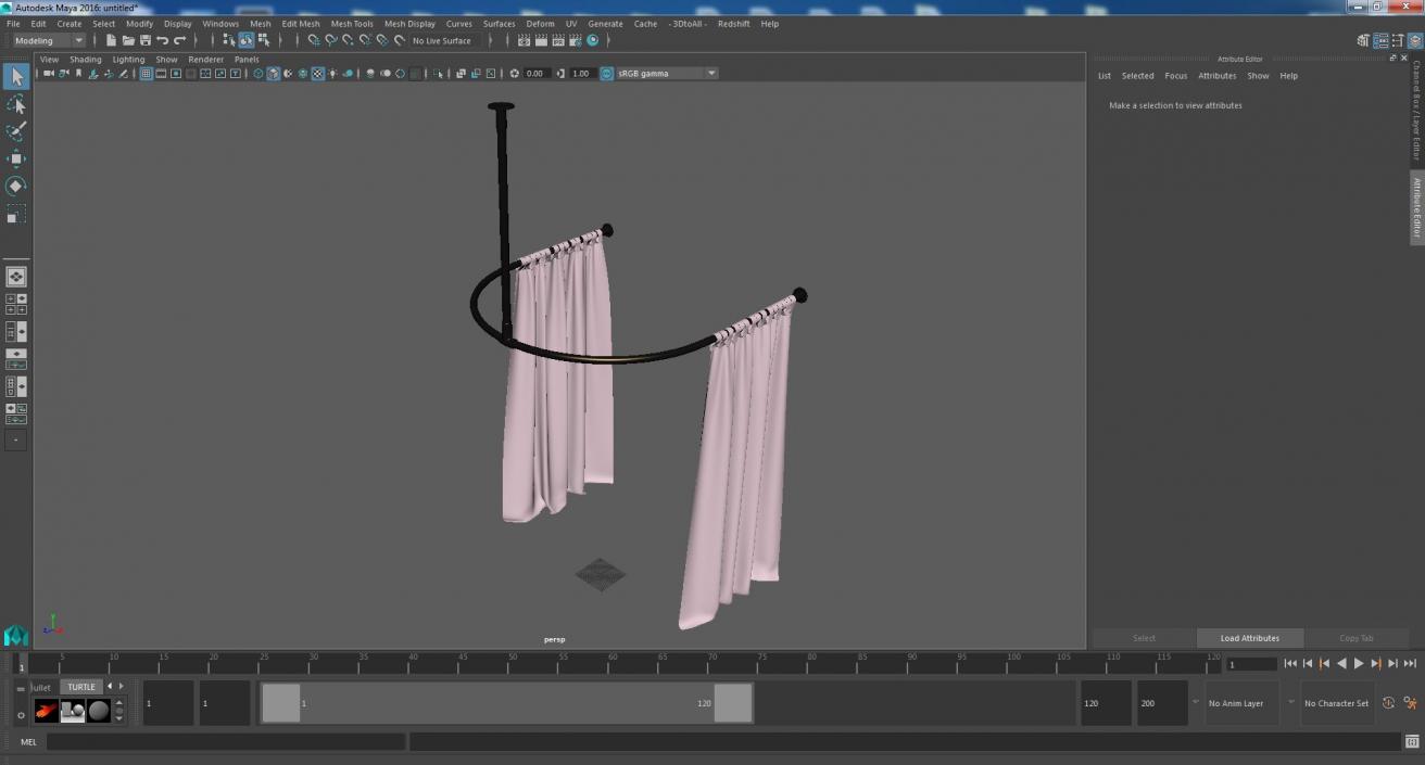 3D model Pink Fitting Room Curtain Open