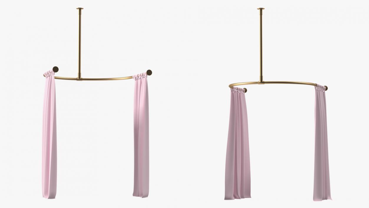 3D model Pink Fitting Room Curtain Open