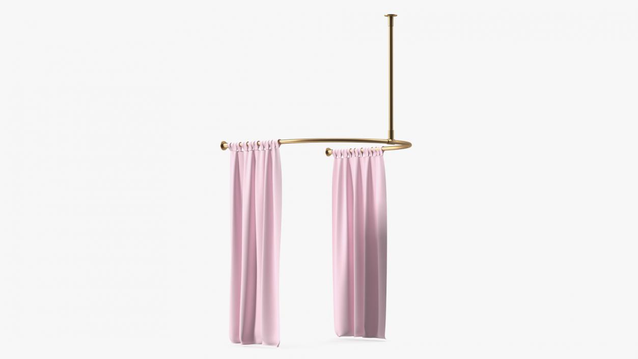 3D model Pink Fitting Room Curtain Open