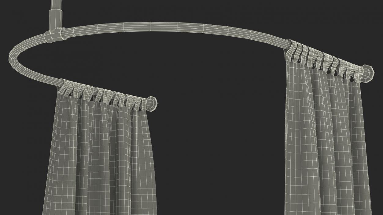 3D model Pink Fitting Room Curtain Open