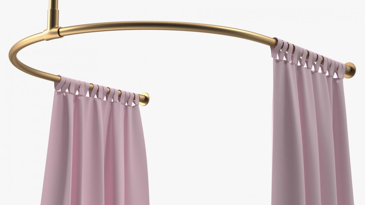 3D model Pink Fitting Room Curtain Open