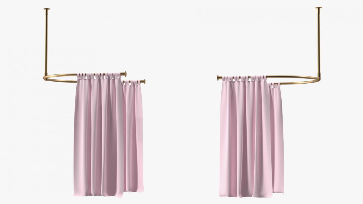 3D model Pink Fitting Room Curtain Open