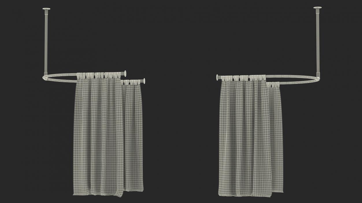 3D model Pink Fitting Room Curtain Open