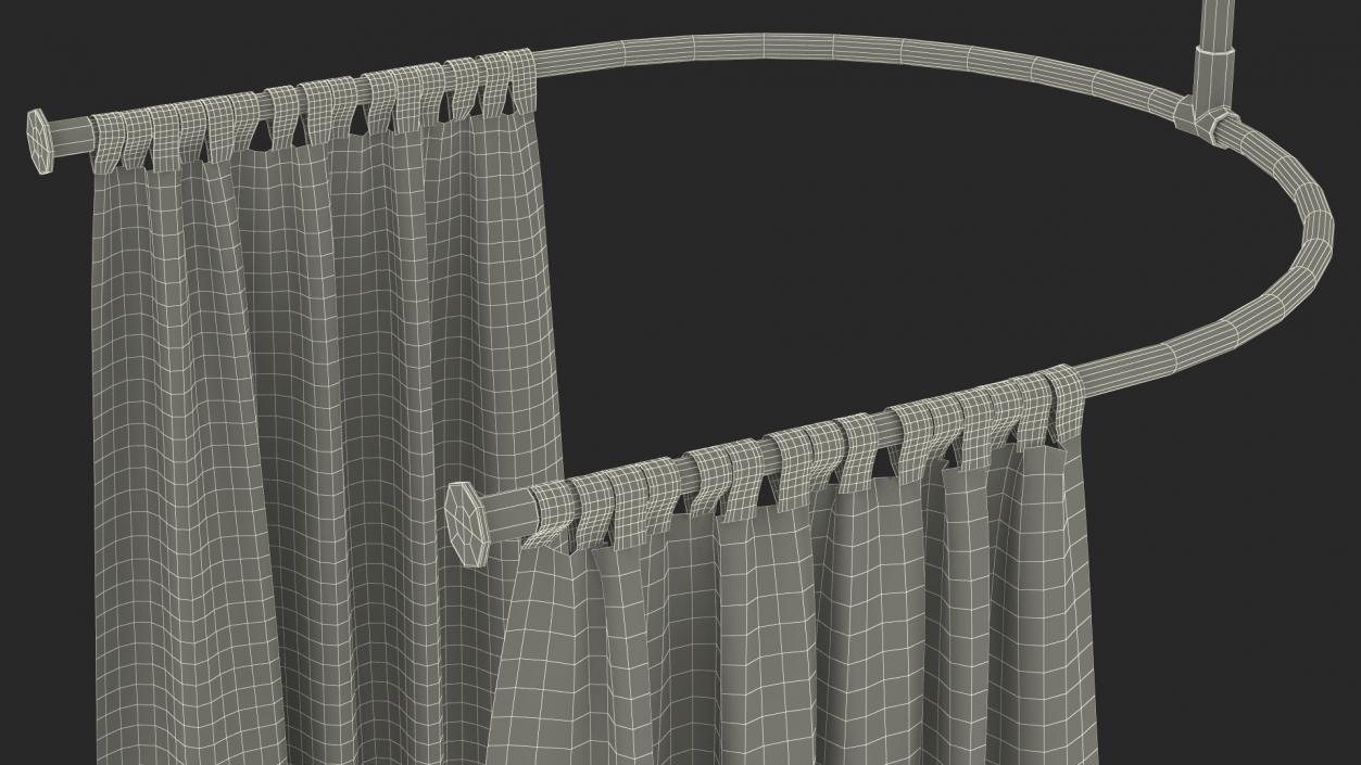 3D model Pink Fitting Room Curtain Open