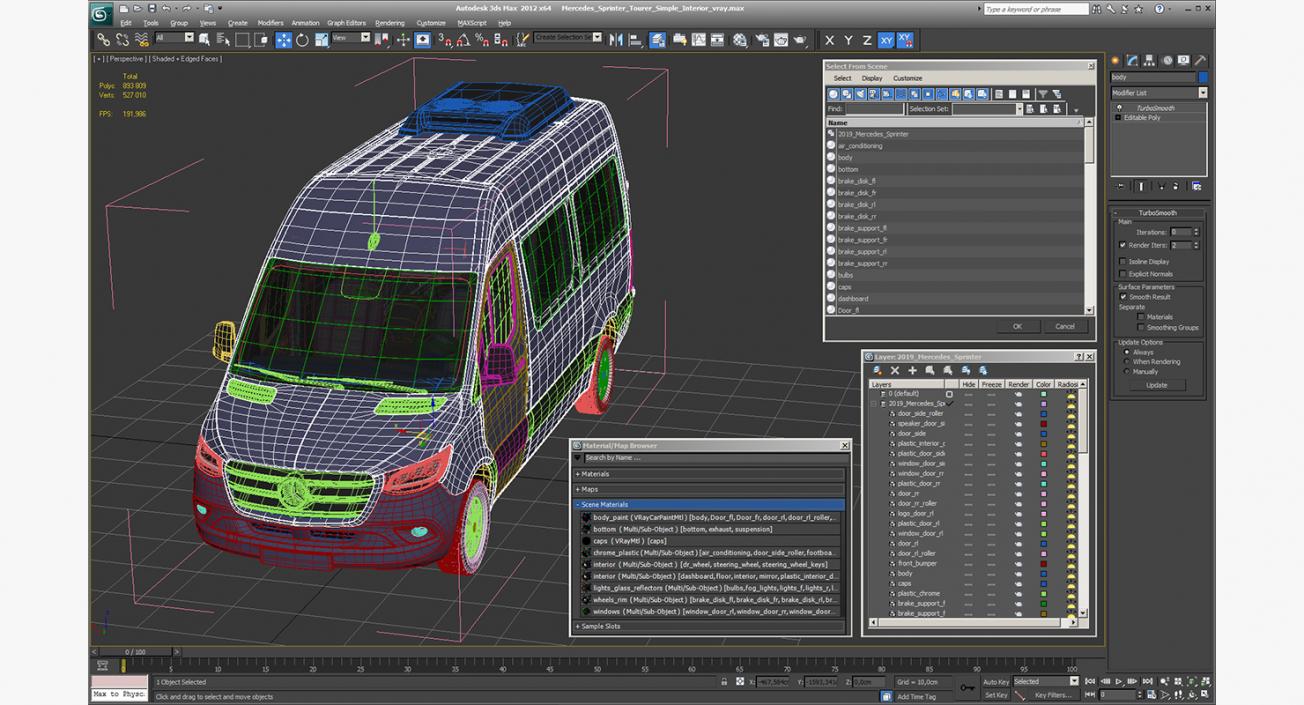 3D model Mercedes Sprinter Tourer Simple Interior