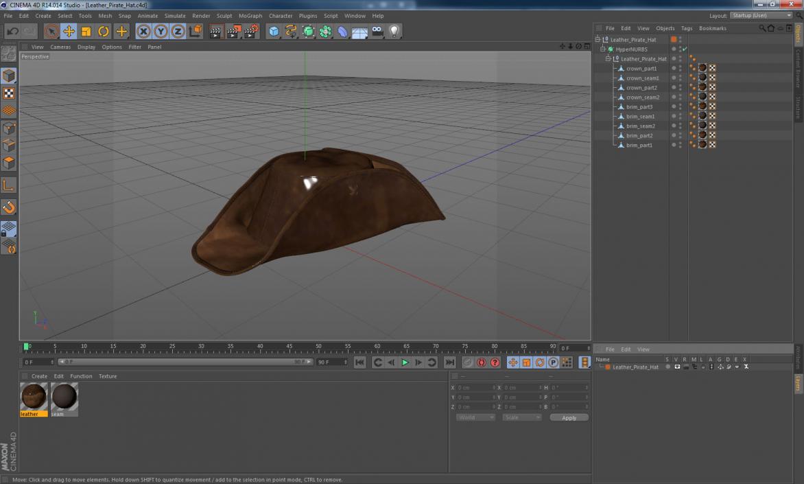 3D Leather Pirate Hat model