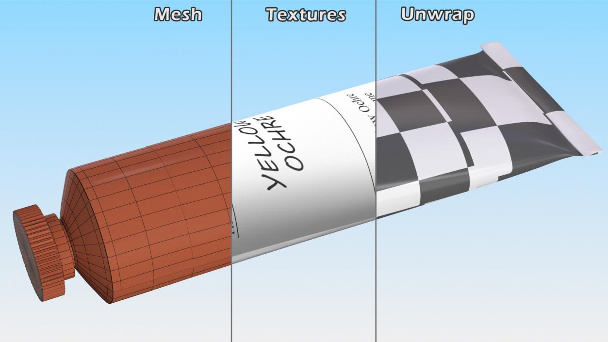 3D model Wooden Art Palette with Oil Paint Tubes Collection