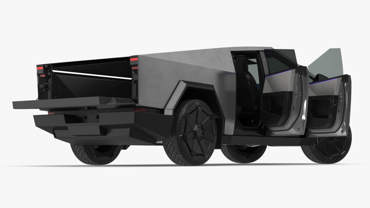 3D 2024 Tesla Cybertruck with Lights On Rigged model