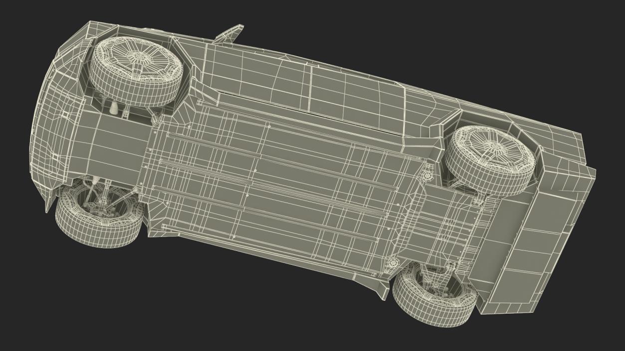 3D 2024 Tesla Cybertruck with Lights On Rigged model