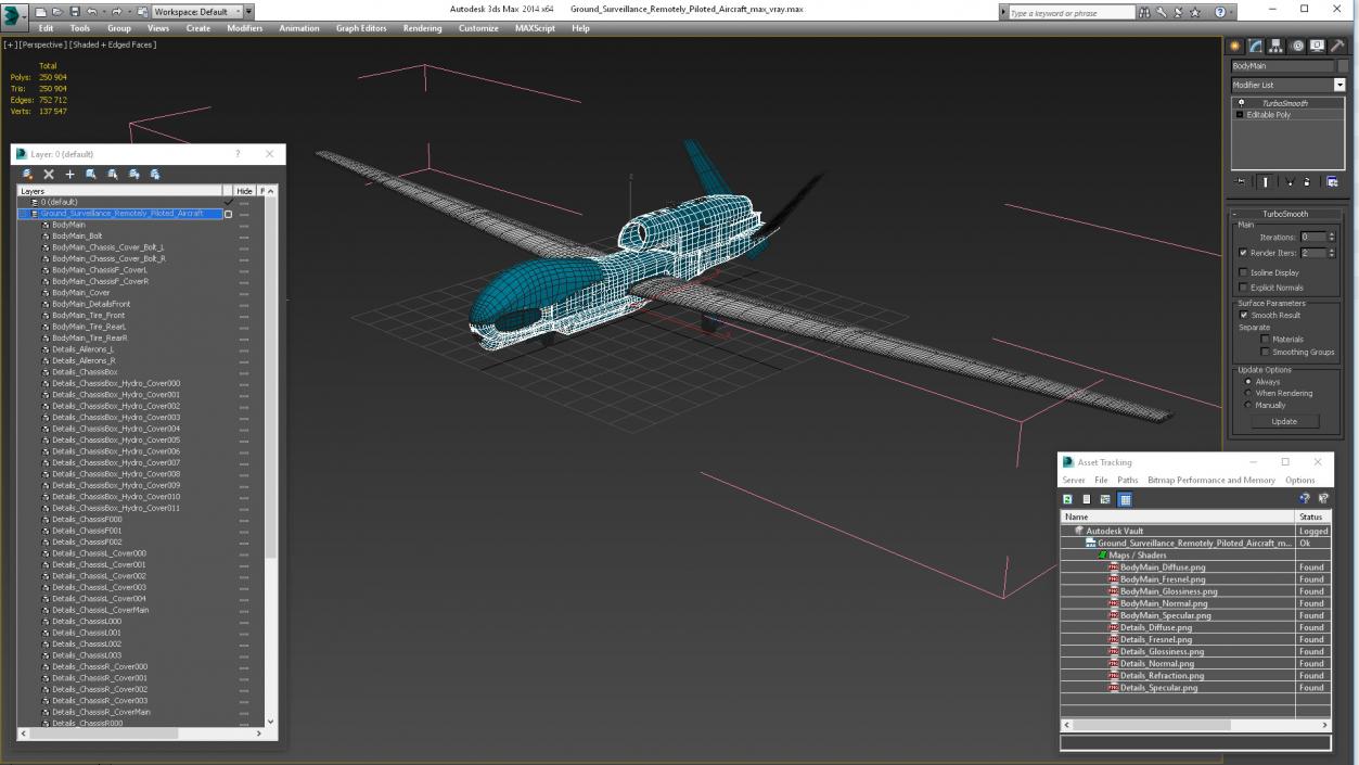 3D model Ground Surveillance Remotely Piloted Aircraft