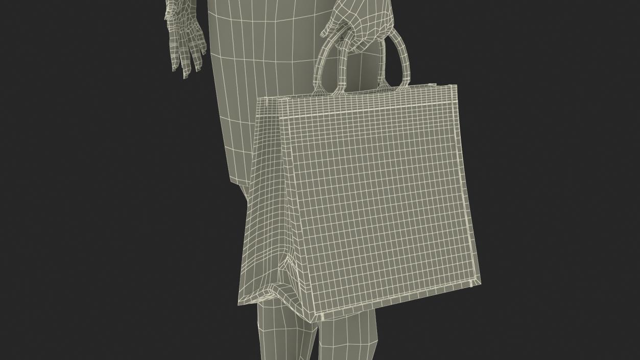 3D Elegant Woman with Beige Tote Bag model