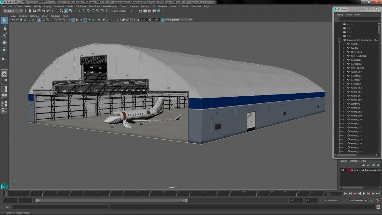 Business Jet Bombardier Challenger 604 In Aircraft Hangar 3D