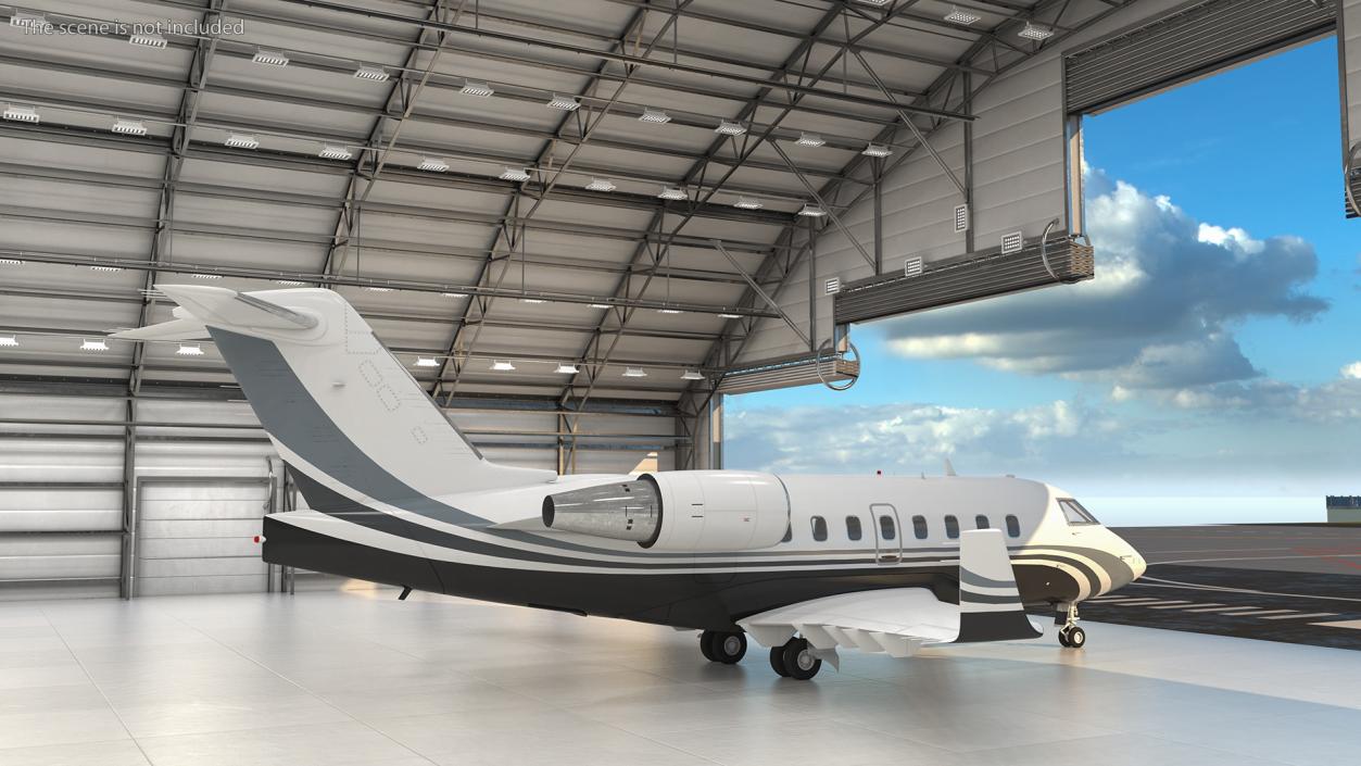 Business Jet Bombardier Challenger 604 In Aircraft Hangar 3D