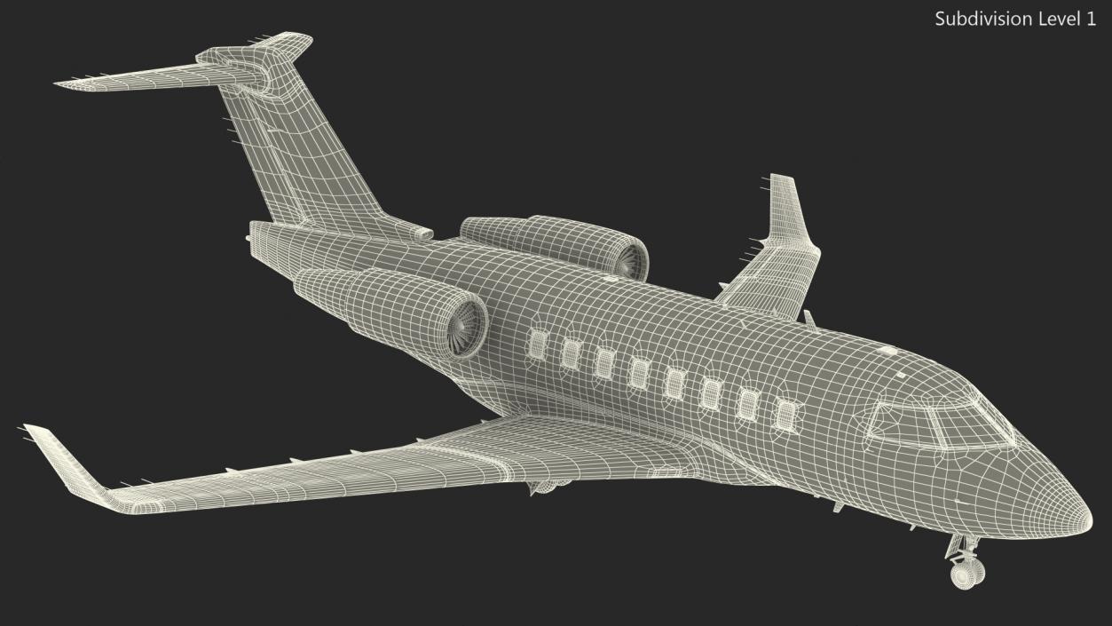 Business Jet Bombardier Challenger 604 In Aircraft Hangar 3D