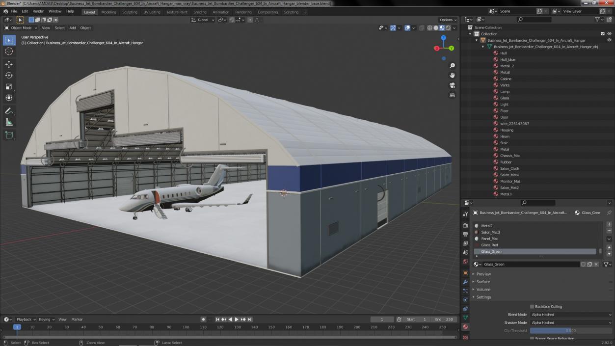 Business Jet Bombardier Challenger 604 In Aircraft Hangar 3D