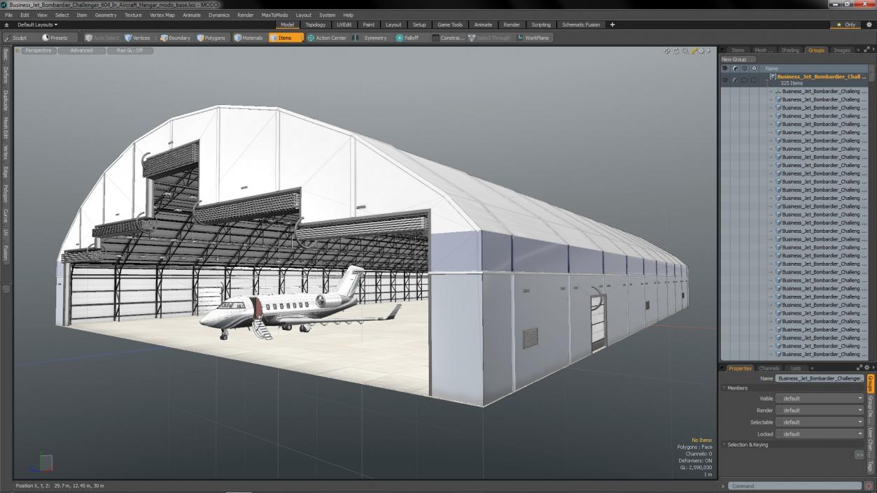 Business Jet Bombardier Challenger 604 In Aircraft Hangar 3D