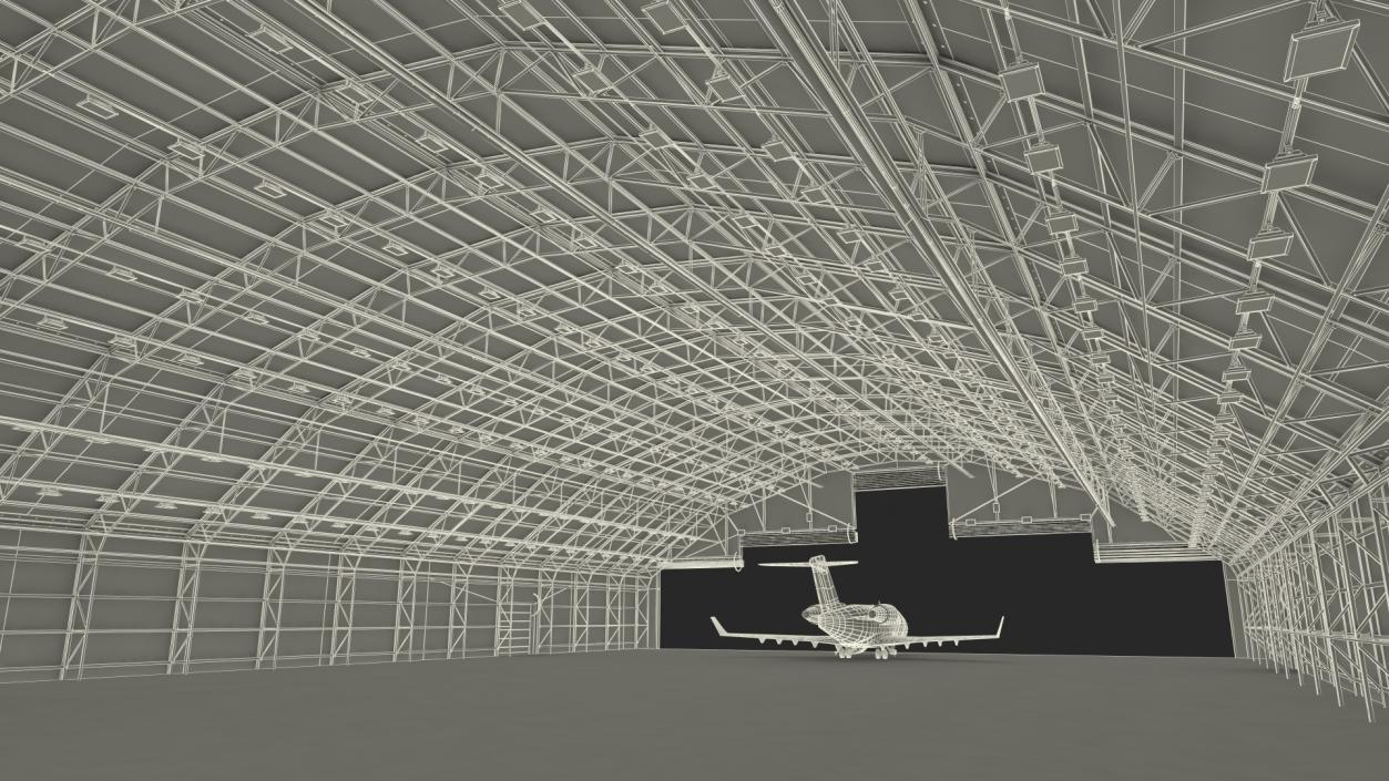 Business Jet Bombardier Challenger 604 In Aircraft Hangar 3D