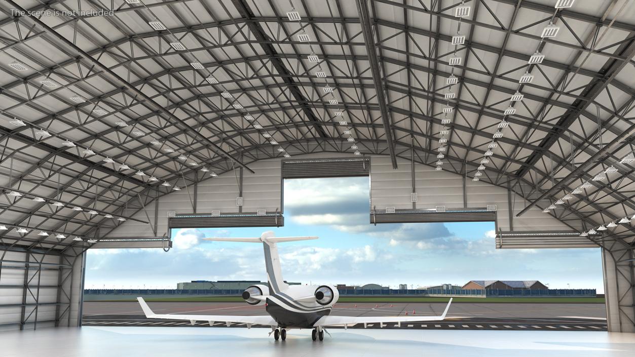 Business Jet Bombardier Challenger 604 In Aircraft Hangar 3D