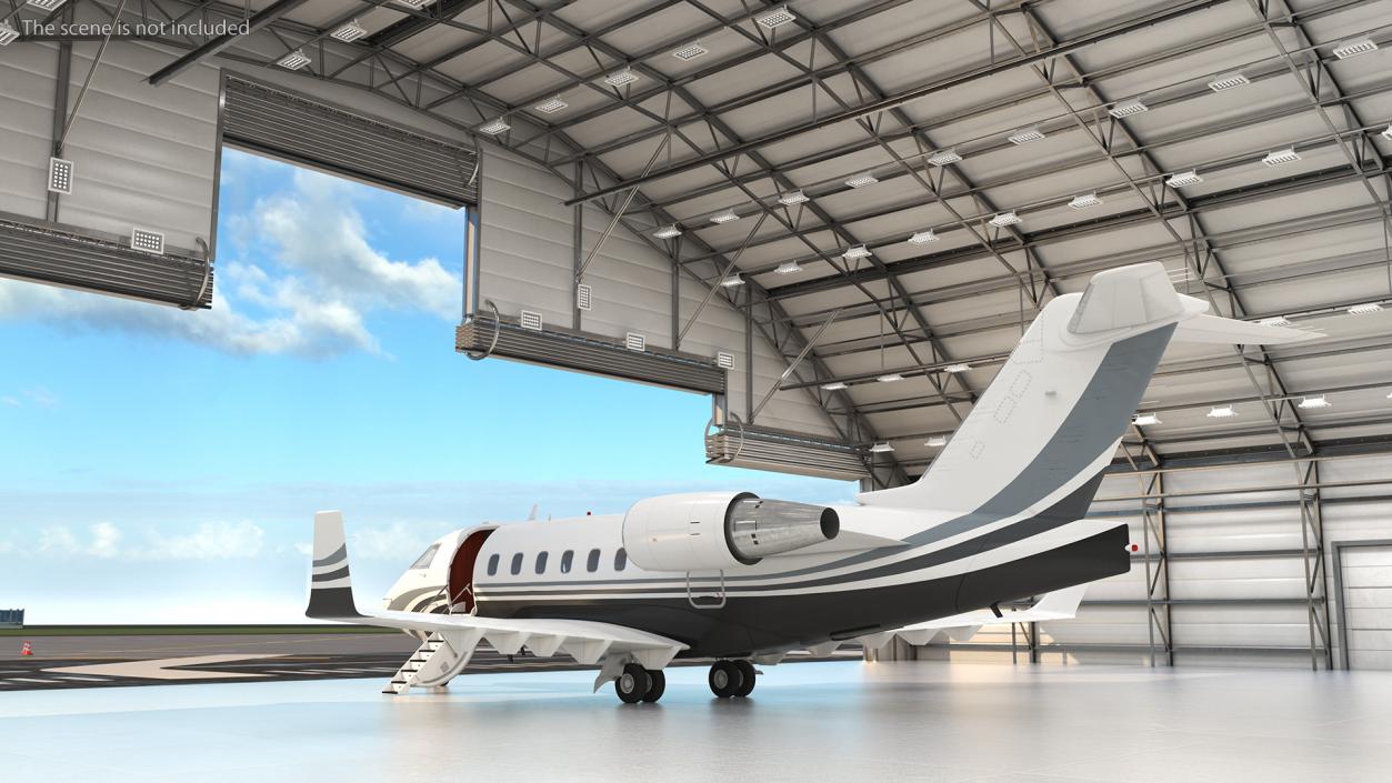 Business Jet Bombardier Challenger 604 In Aircraft Hangar 3D