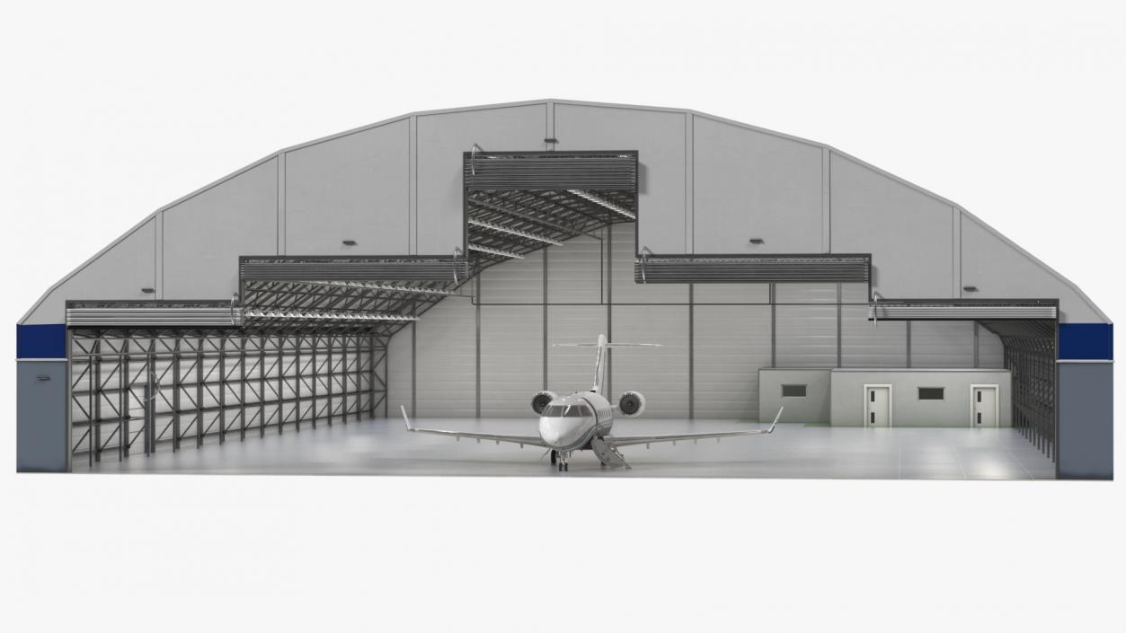 Business Jet Bombardier Challenger 604 In Aircraft Hangar 3D