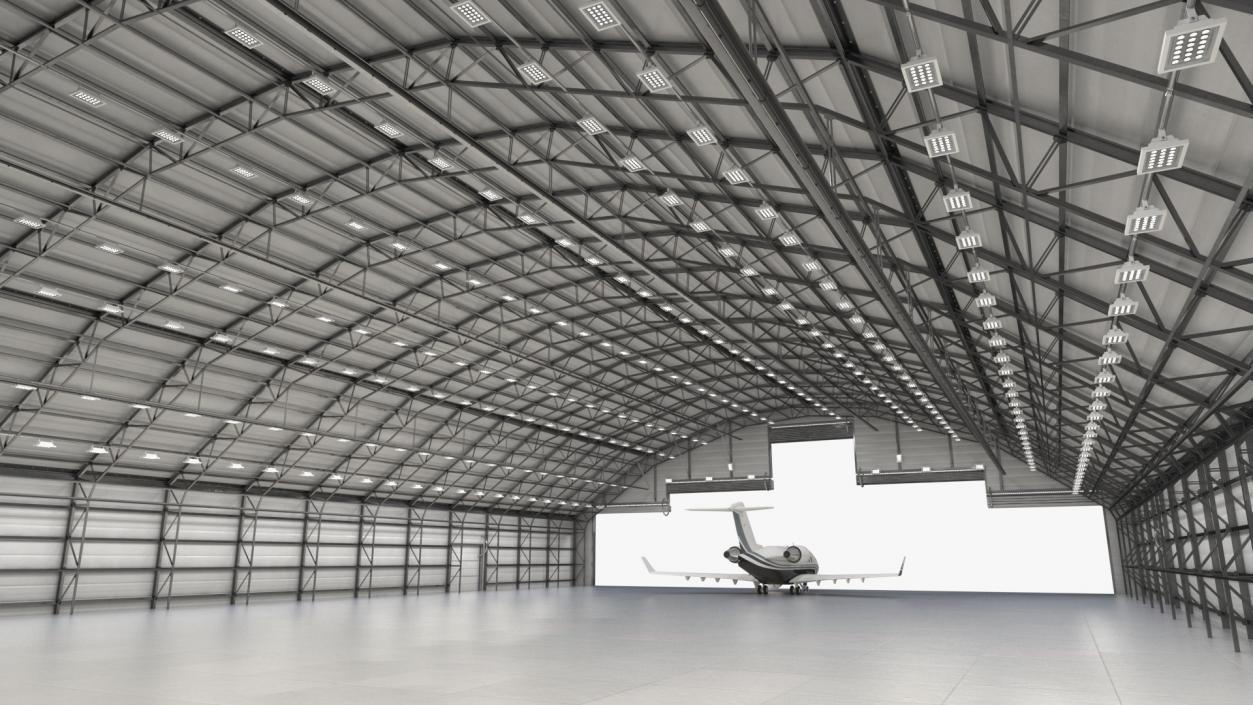 Business Jet Bombardier Challenger 604 In Aircraft Hangar 3D