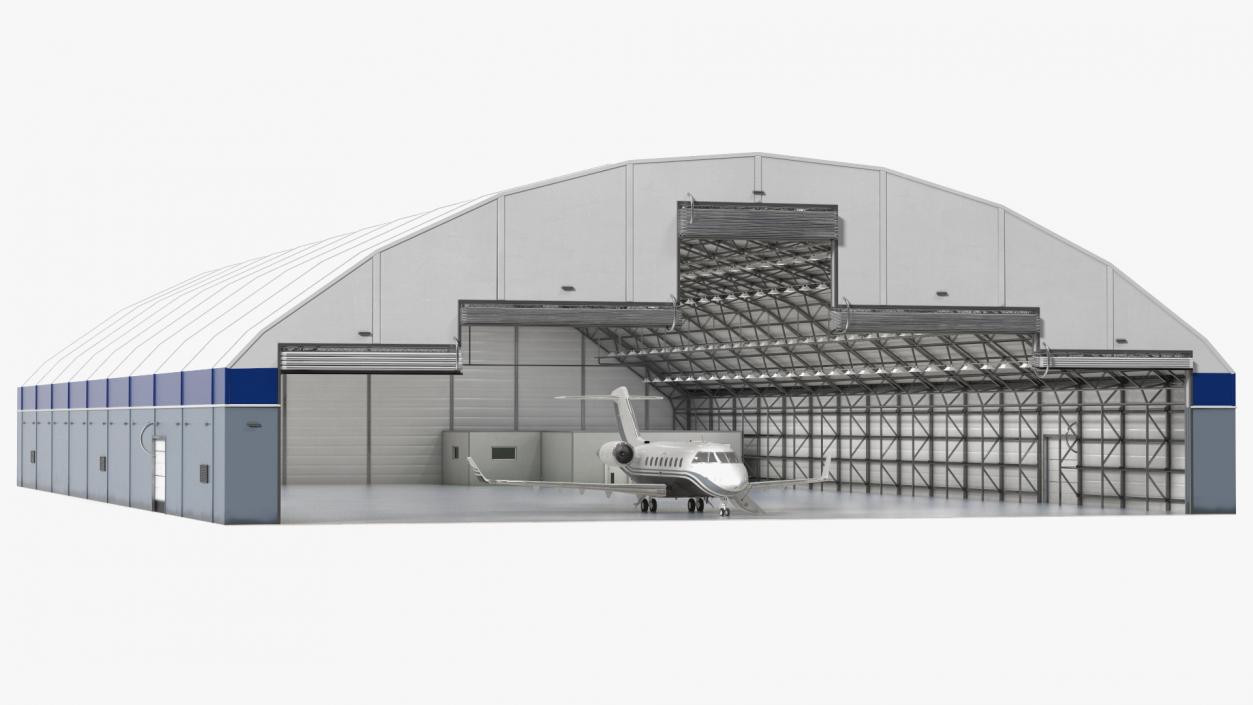 Business Jet Bombardier Challenger 604 In Aircraft Hangar 3D