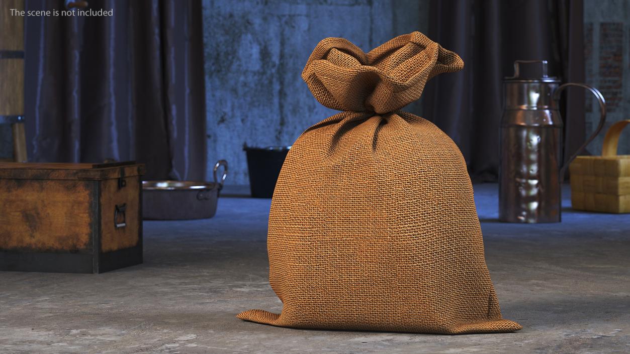 3D Burlap Sack Tied Closed model