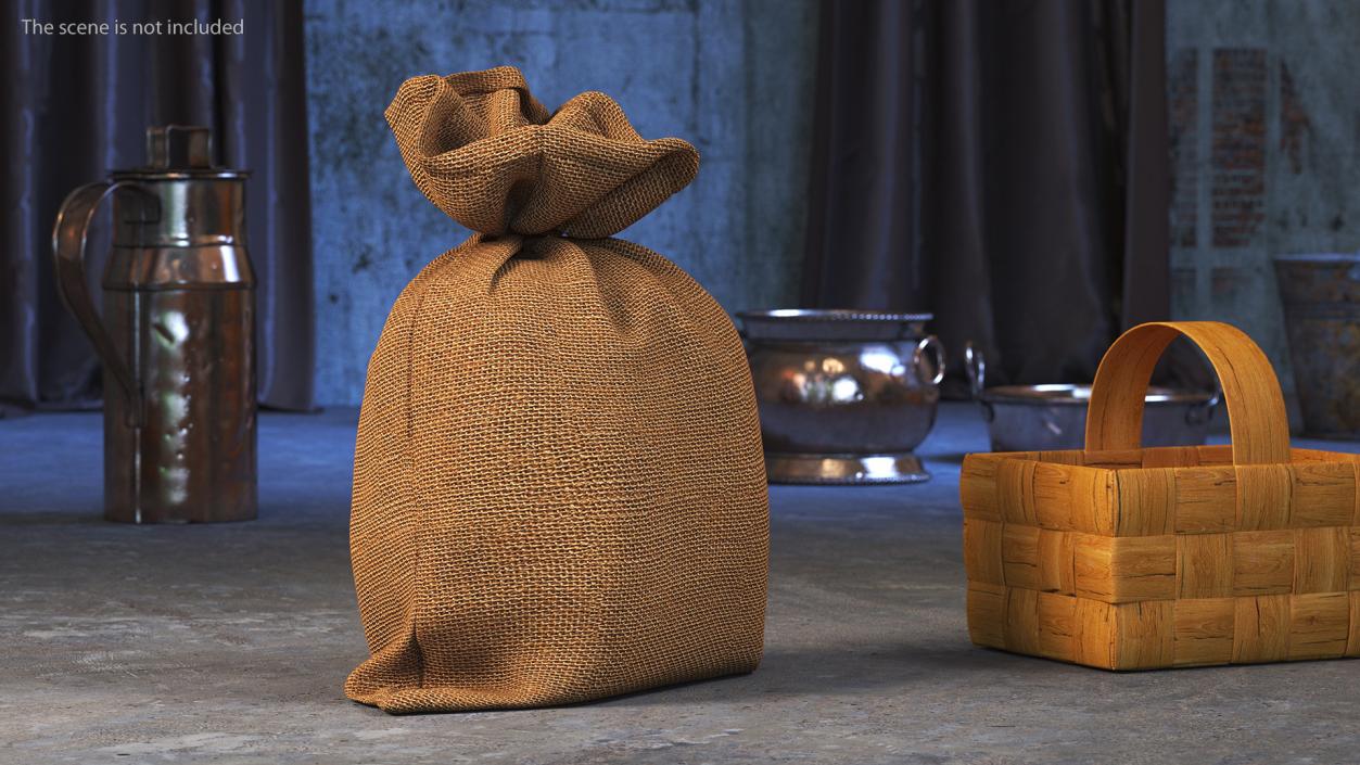 3D Burlap Sack Tied Closed model