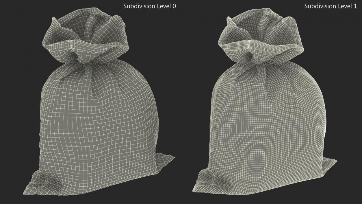 3D Burlap Sack Tied Closed model