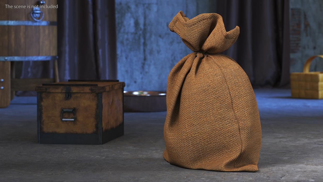 3D Burlap Sack Tied Closed model