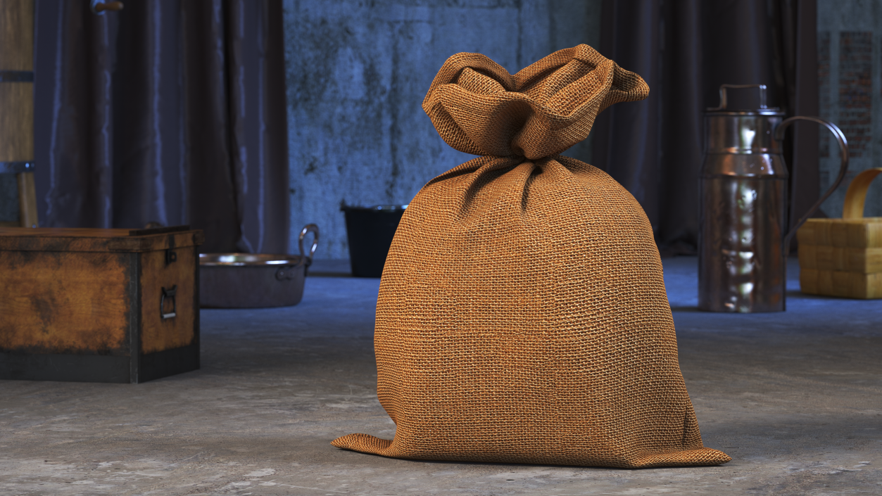 3D Burlap Sack Tied Closed model