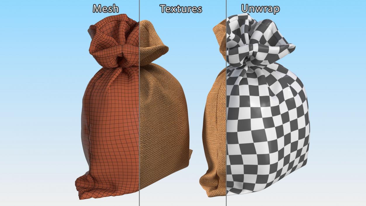 3D Burlap Sack Tied Closed model