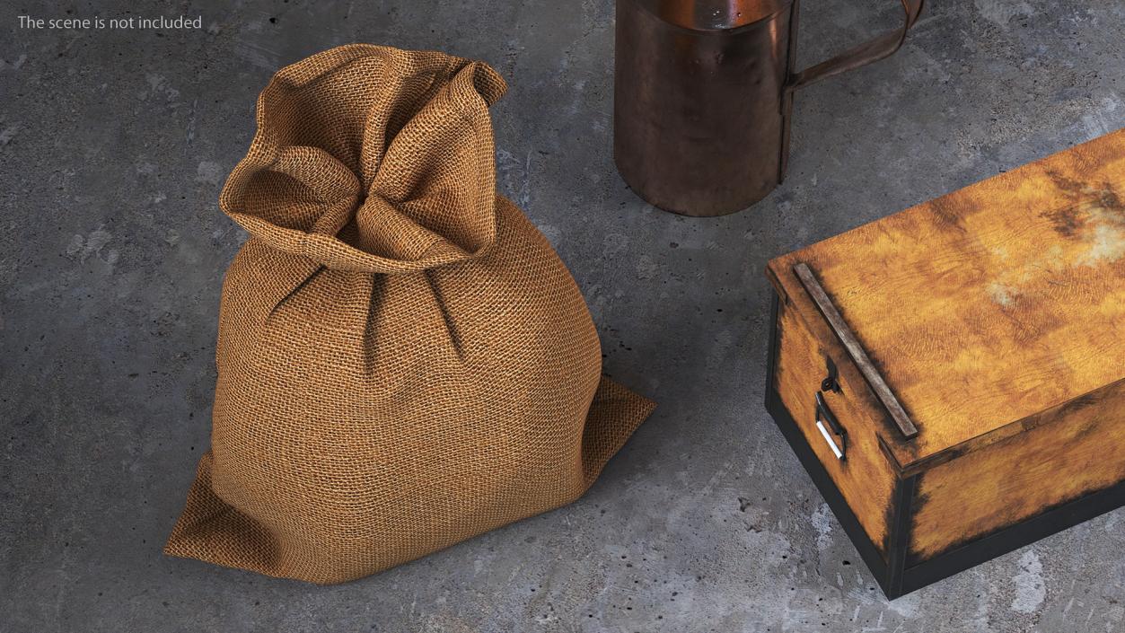 3D Burlap Sack Tied Closed model