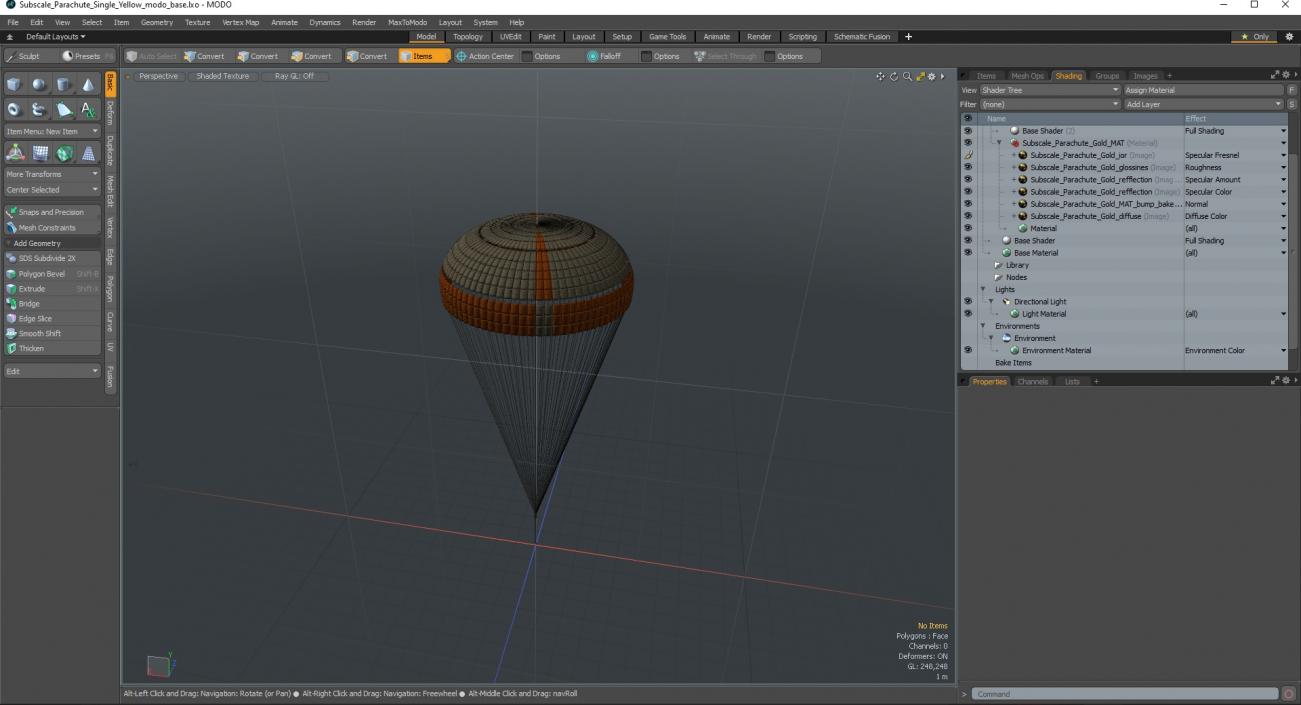 Subscale Parachute Single Yellow 3D