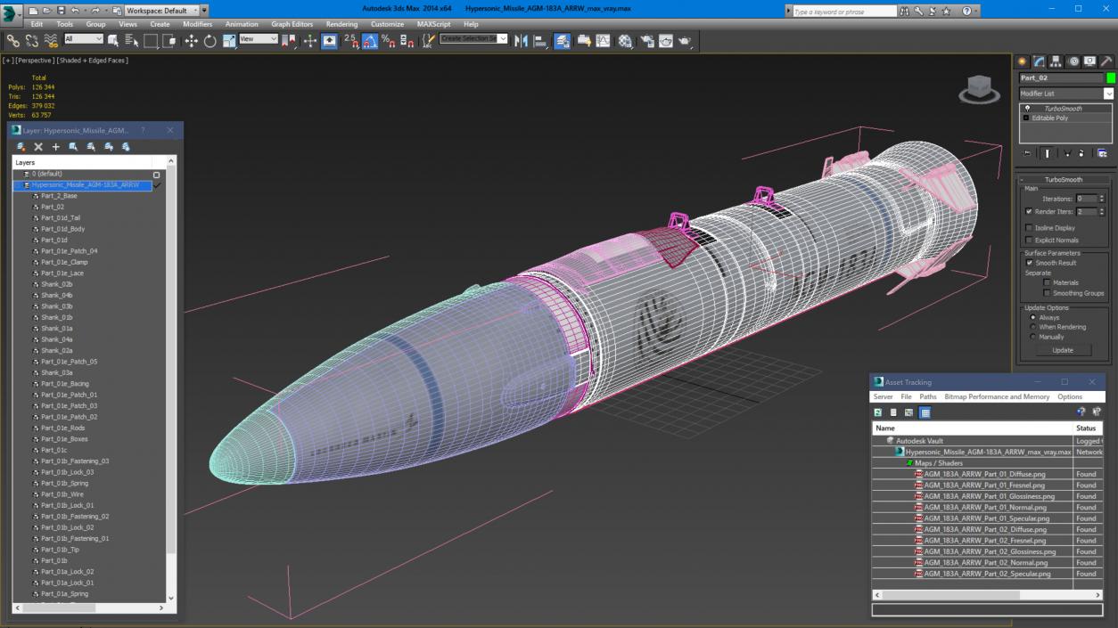 Hypersonic Missile AGM-183A ARRW 3D