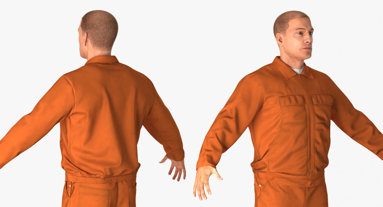 3D Builder Wearing Orange Long Sleeve Coveralls Rigged