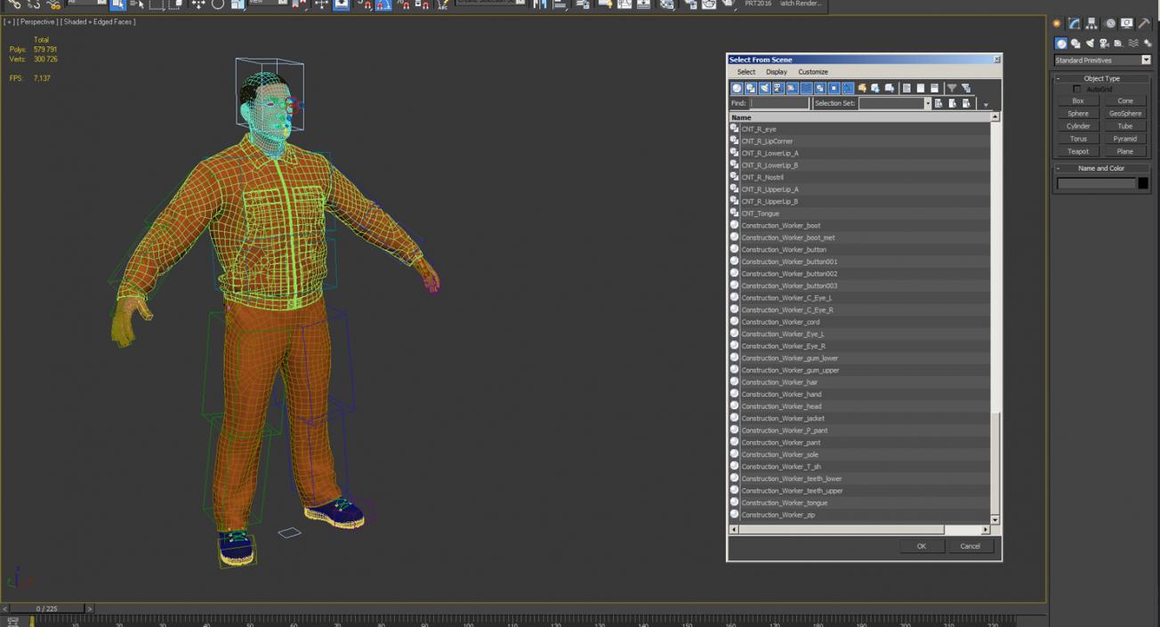 3D Builder Wearing Orange Long Sleeve Coveralls Rigged