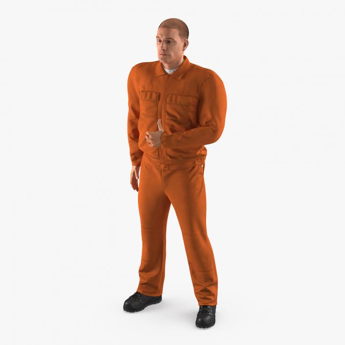 3D Builder Wearing Orange Long Sleeve Coveralls Rigged