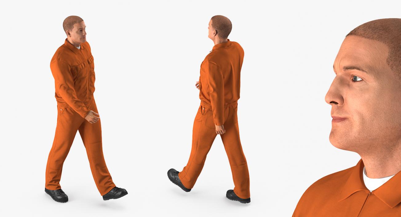 3D Builder Wearing Orange Long Sleeve Coveralls Rigged