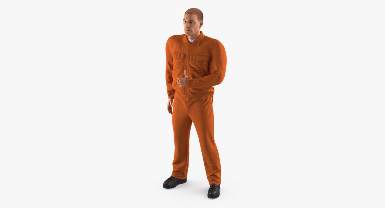 3D Builder Wearing Orange Long Sleeve Coveralls Rigged