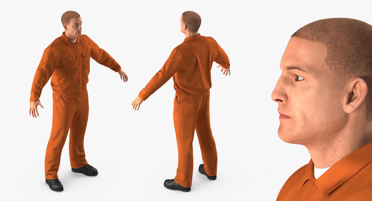 3D Builder Wearing Orange Long Sleeve Coveralls Rigged